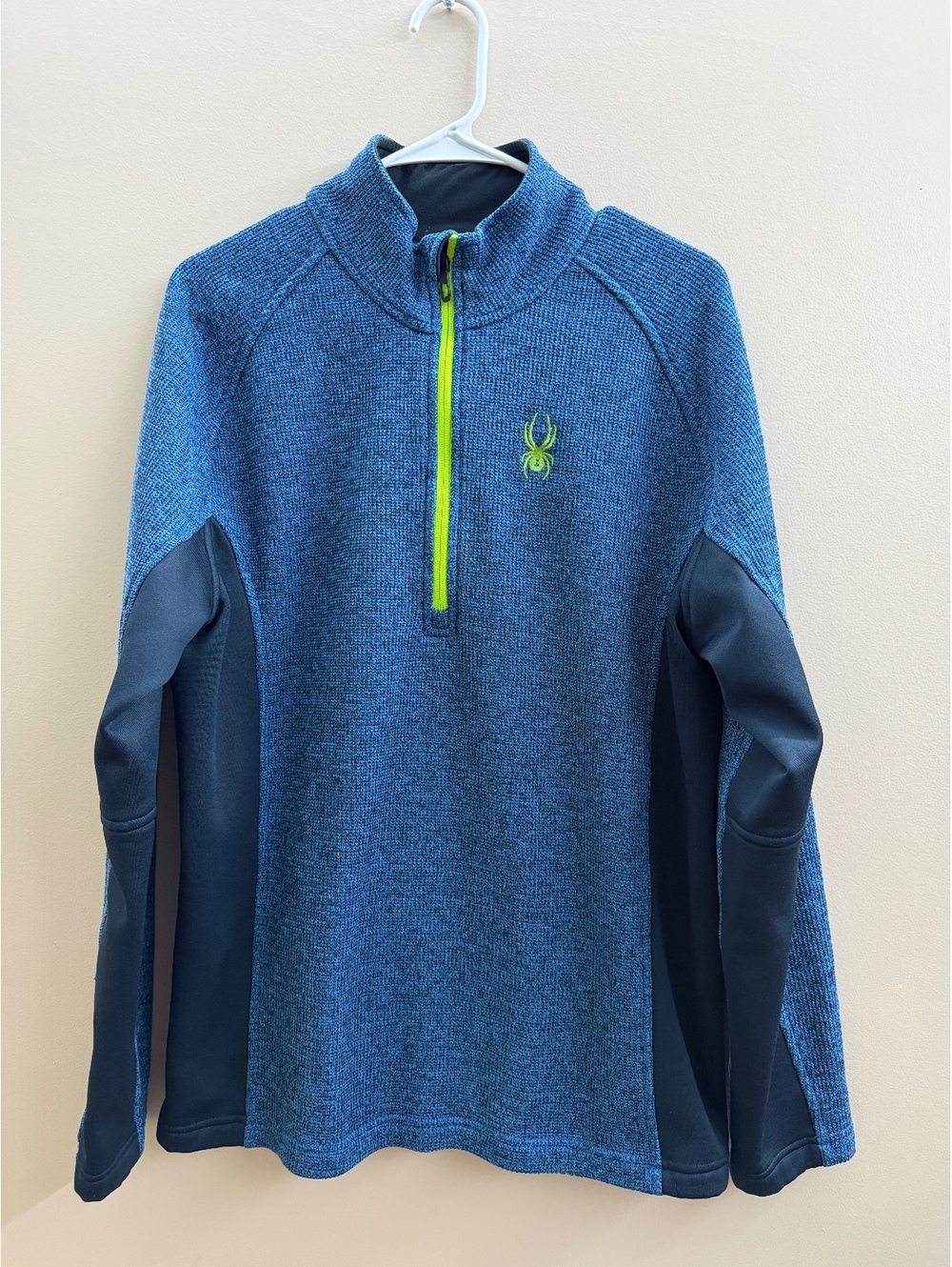 Spyder‎ Outbound Men's Large Blue Half Zip Knit Fleece Pullover Outdoor Winter